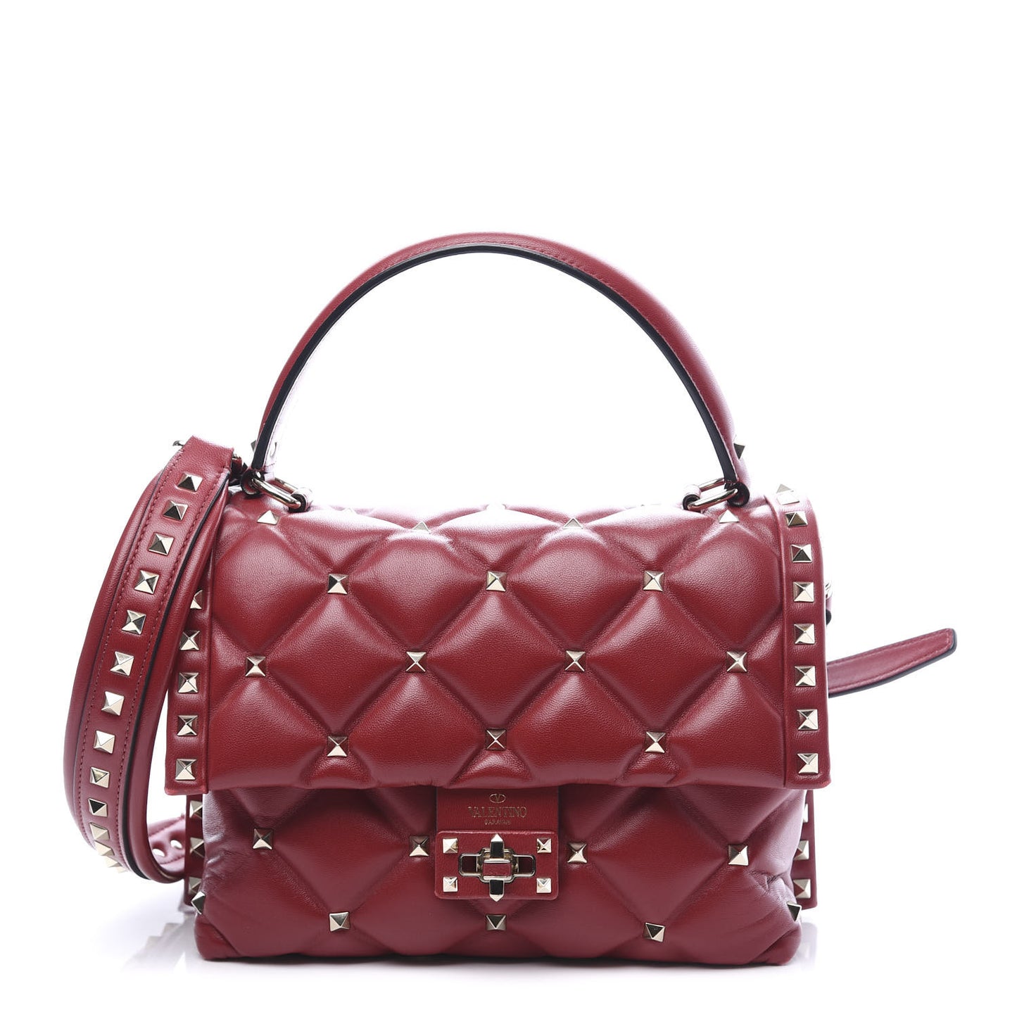 Nappa Medium Candystud Top Handle Bag Rosso Valentino