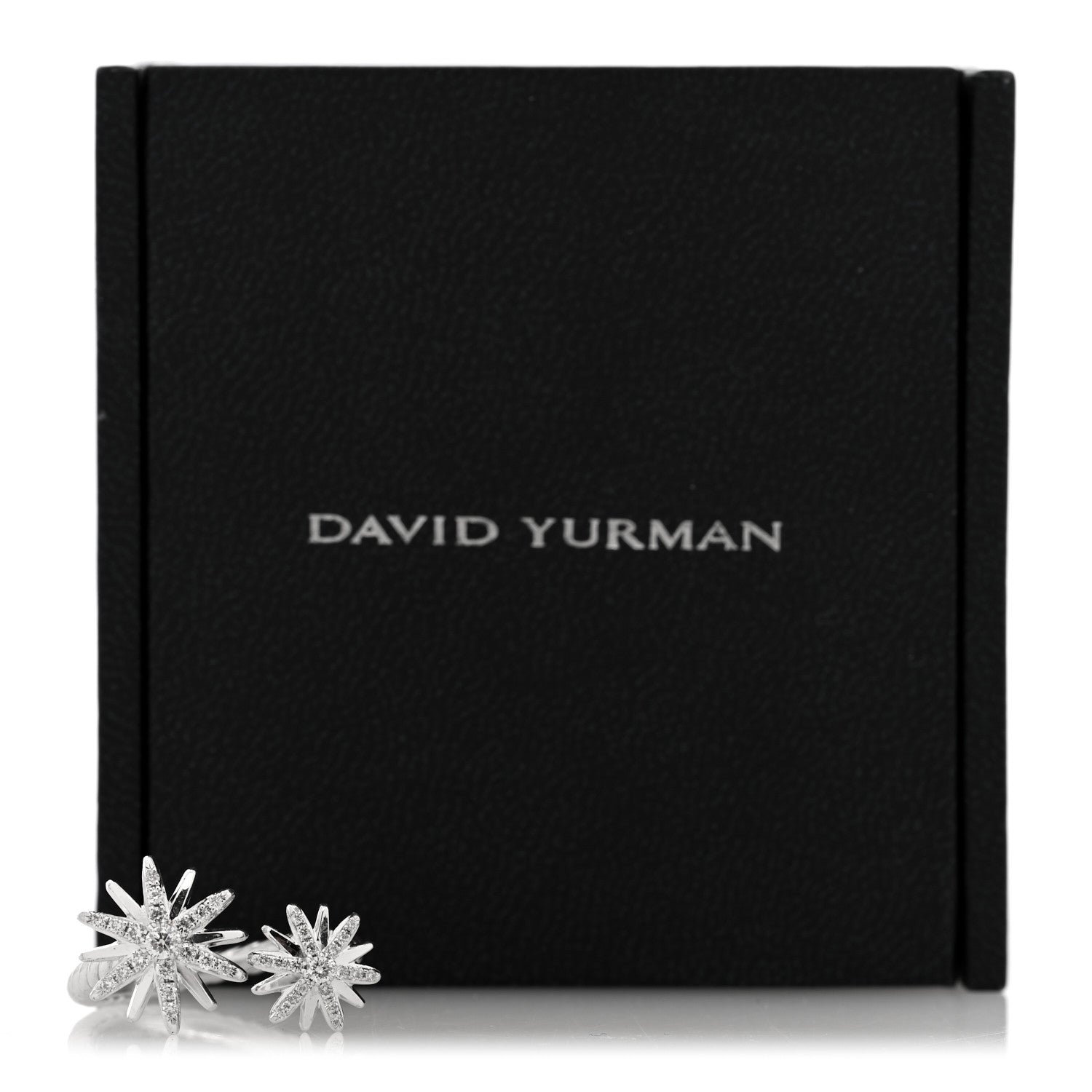 David Yurman Sterling Silver Diamond Starburst Bypass Ring 53 6.5 5 of 5