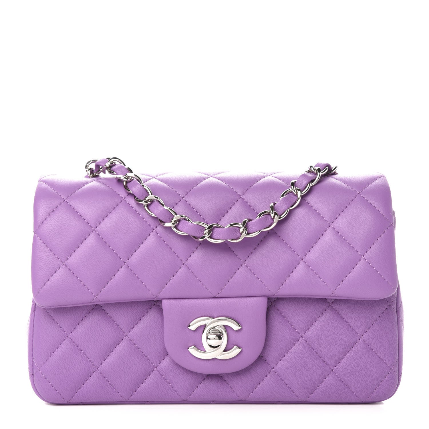 Chanel Lambskin Quilted Mini Rectangular Flap Purple 1 of 11