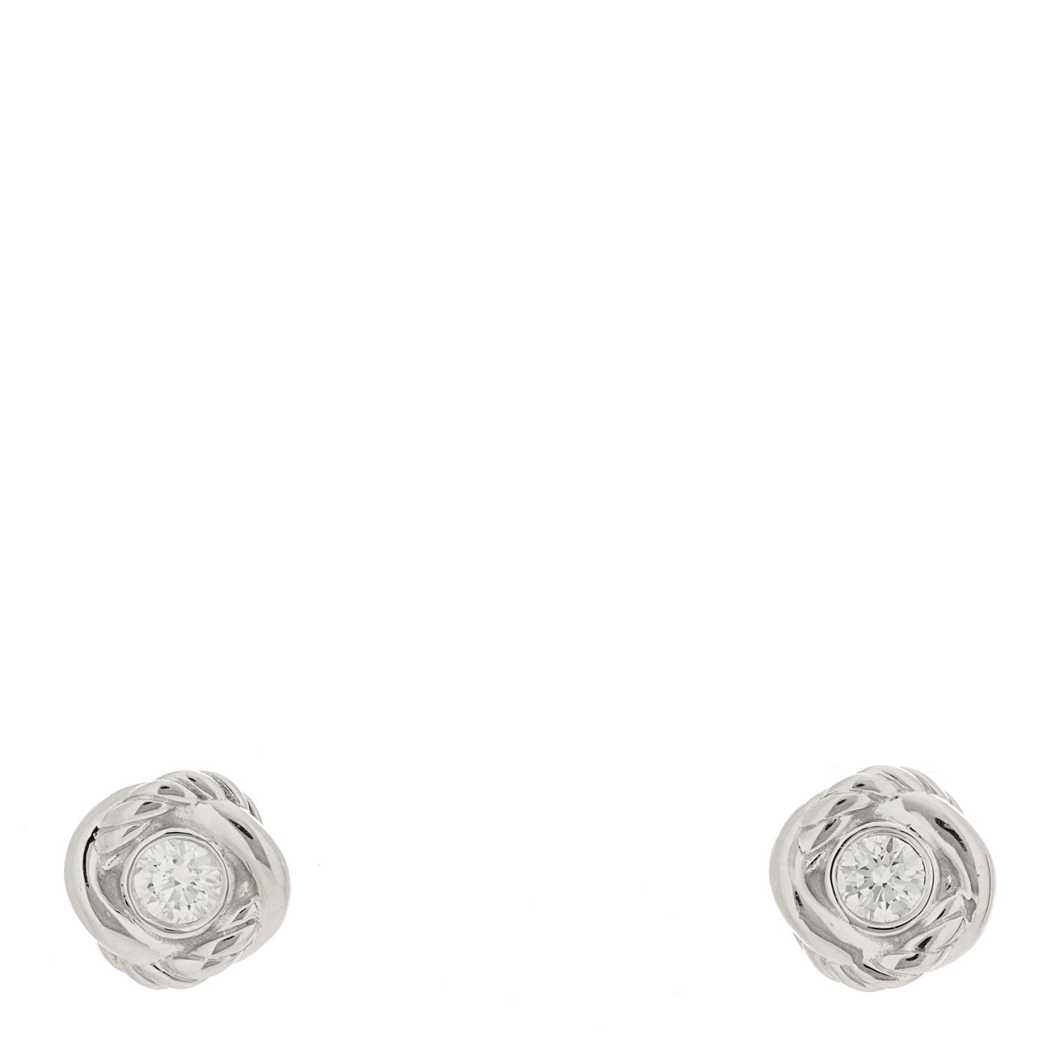 David Yurman 18K White Gold Diamond Infinity Earrings 1 of 4