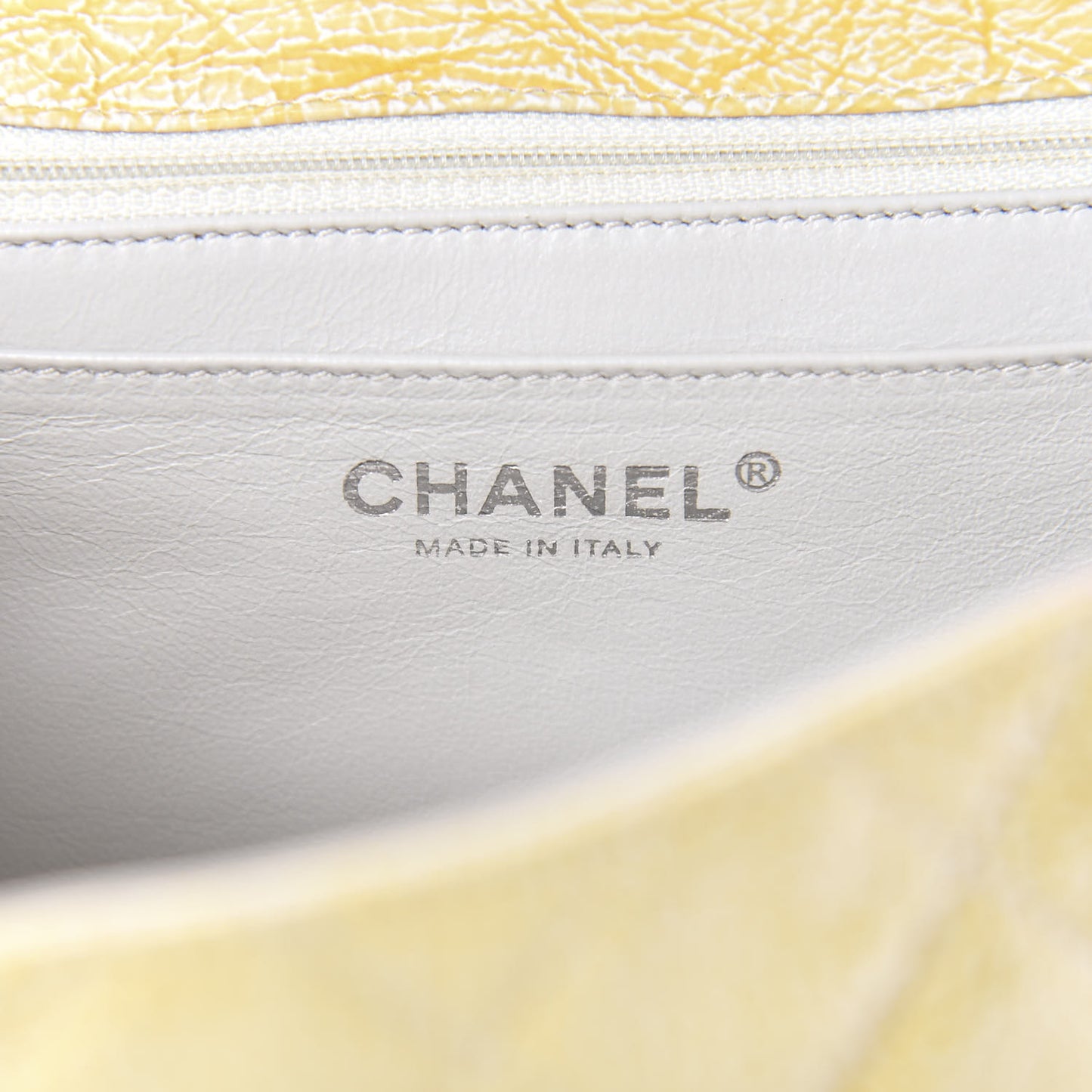 Crinkled Patent Quilted Jumbo Single Flap Light Beige