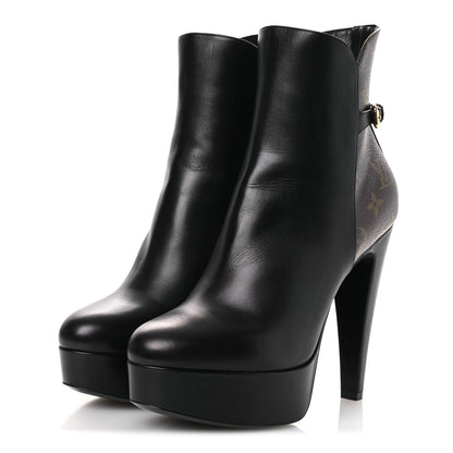 Louis Vuitton Calfskin Monogram Afterglow Platform Ankle Boots 39.5 Black 4 of 13