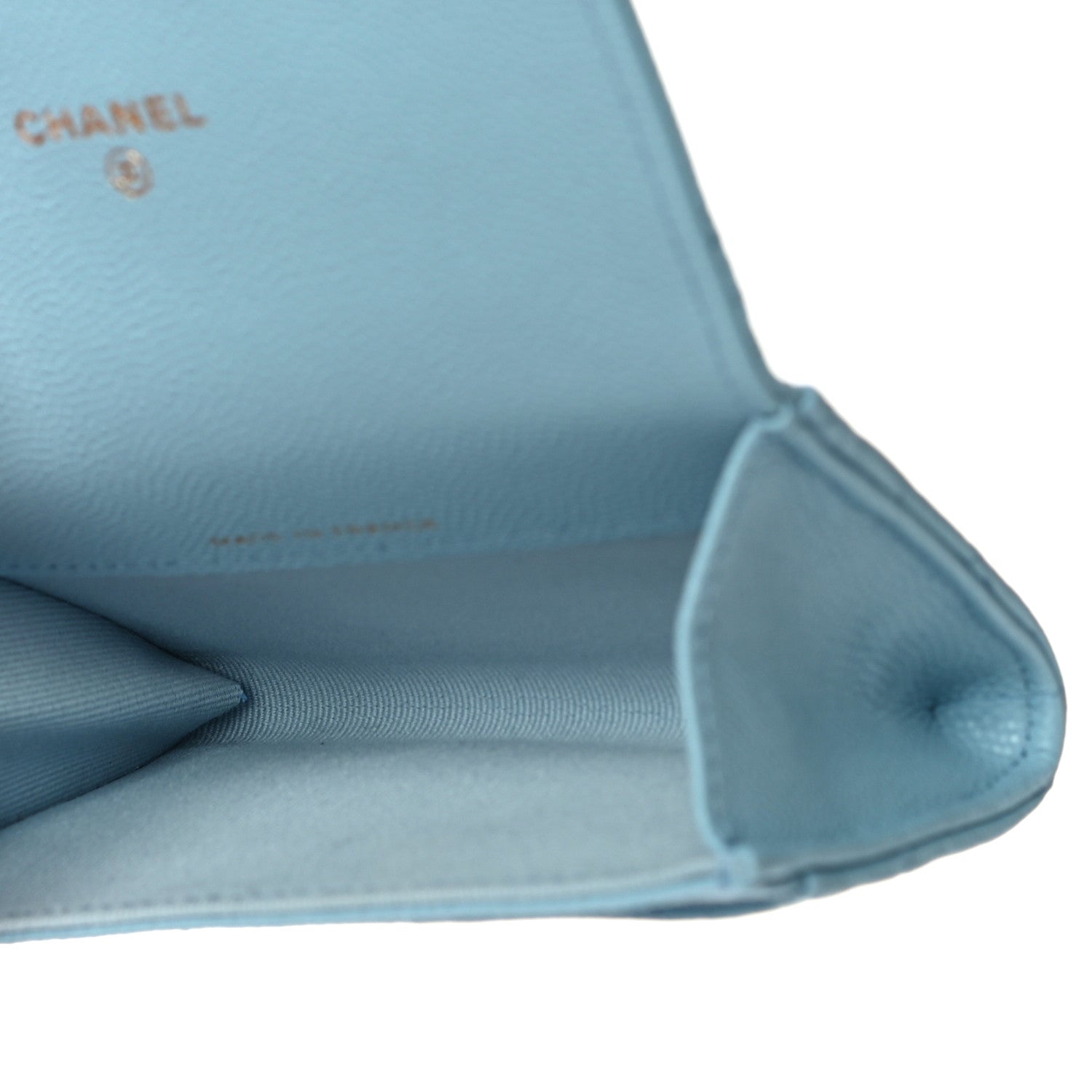 Chanel Caviar Quilted Flap Card Holder Wallet Light Blue 5 of 11