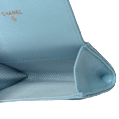 Chanel Caviar Quilted Flap Card Holder Wallet Light Blue 5 of 11