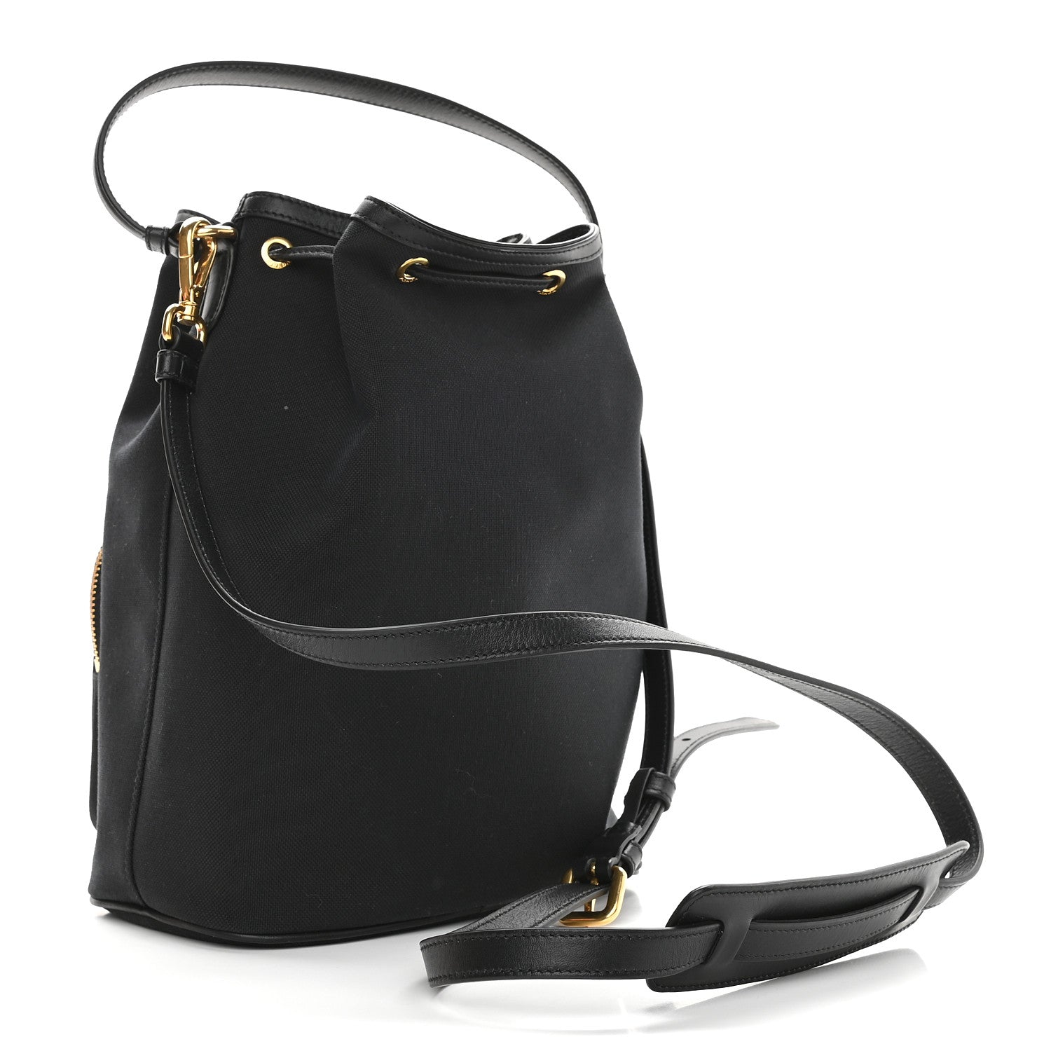 Prada Canvas Drawstring Bucket Black 2 of 9