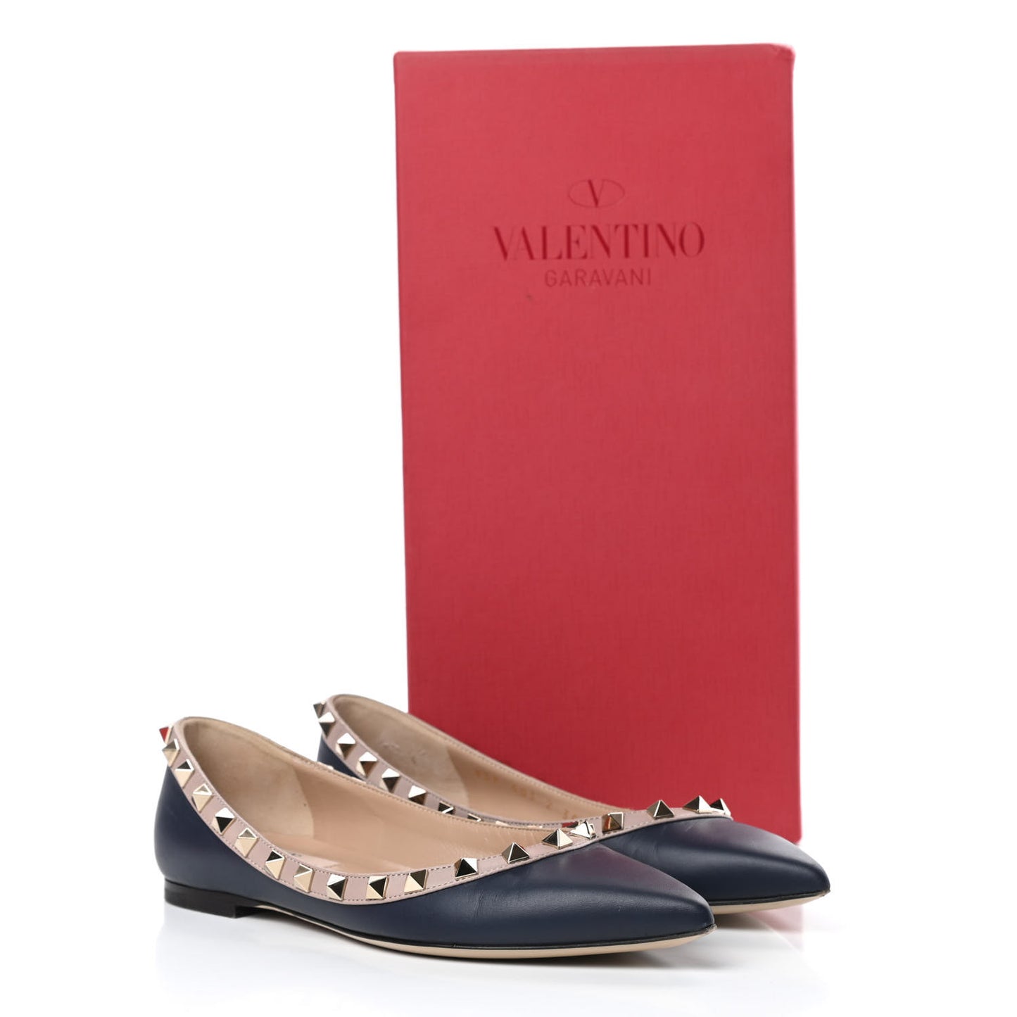 Nappa Rockstud Ballerina Flats 35 Marine Poudre