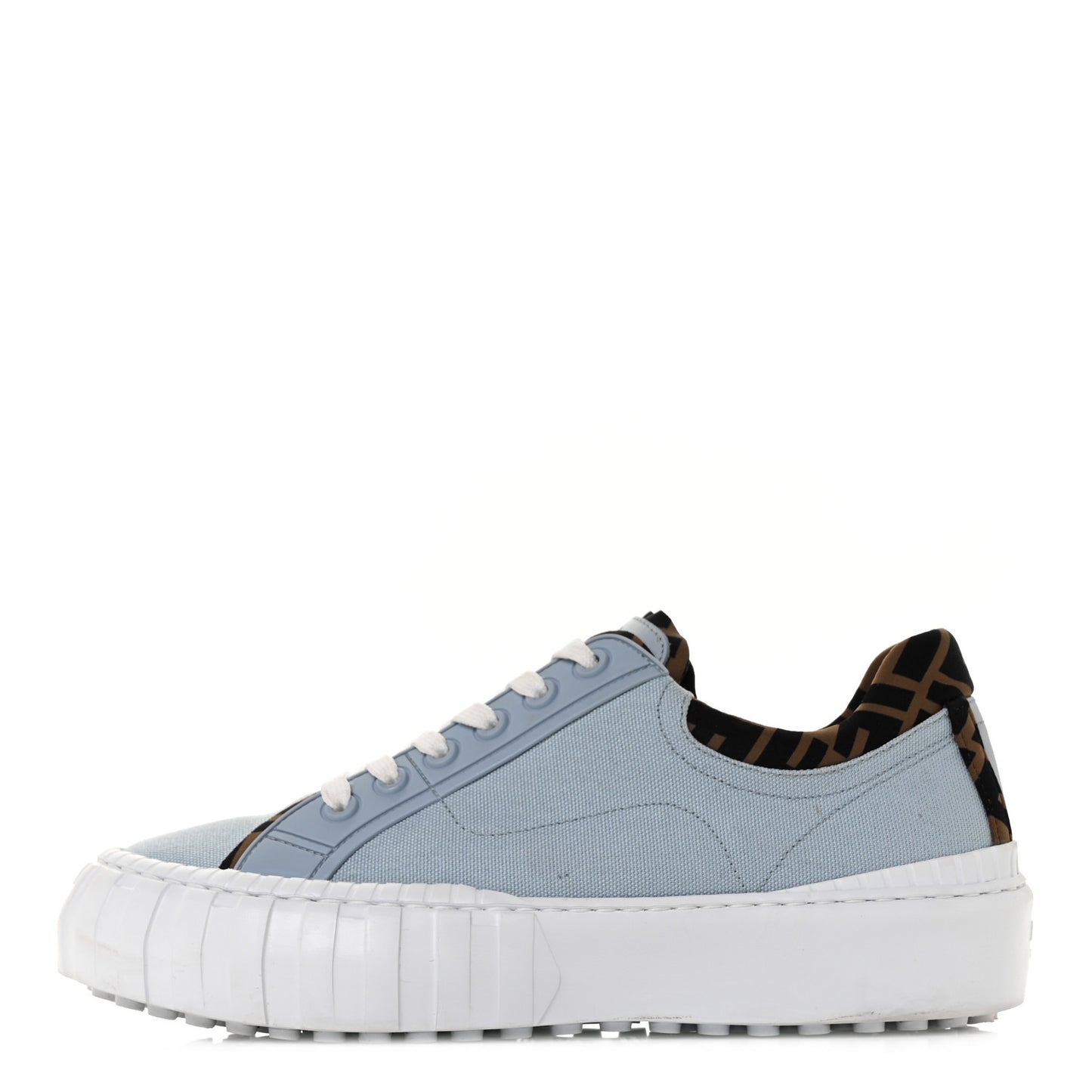 Canvas Lycra TPU FF Womens Fendi Force Low Top Sneakers 40.5 Sky Tobacco Black