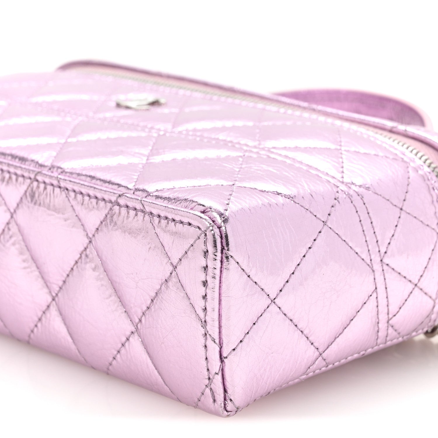 Chanel Metallic Calfskin Quilted Slim Vanity With Chain Pink 10 of 11