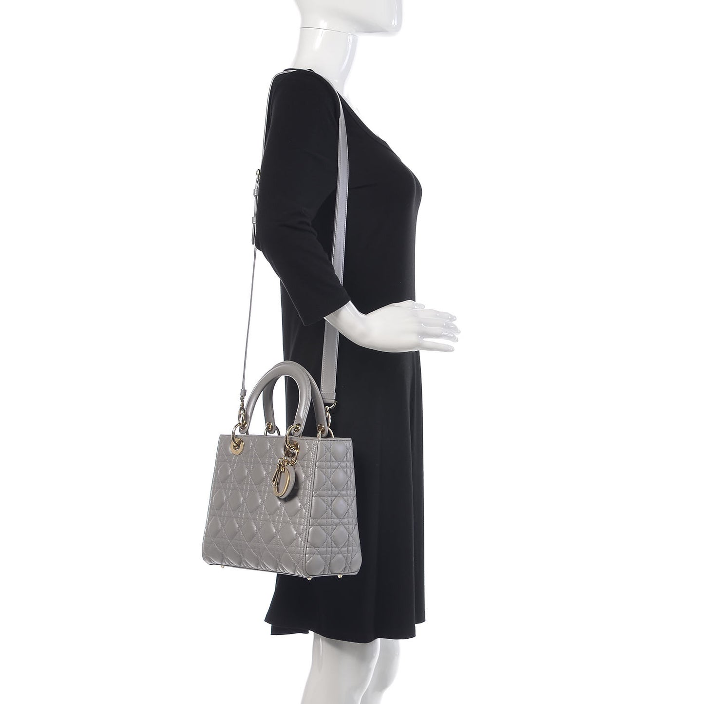 Lambskin Cannage Medium Lady Dior Grey
