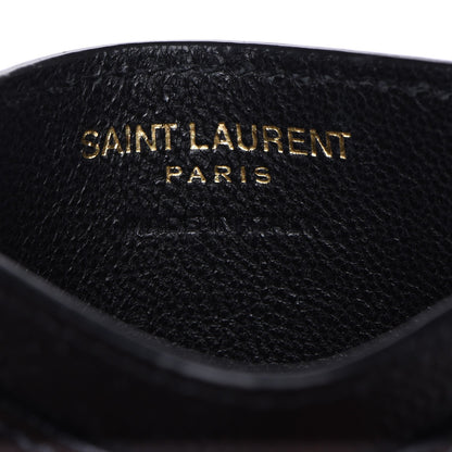 Saint Laurent Grain De Poudre Matelasse Chevron Monogram Credit Card Case Black 5 of 6