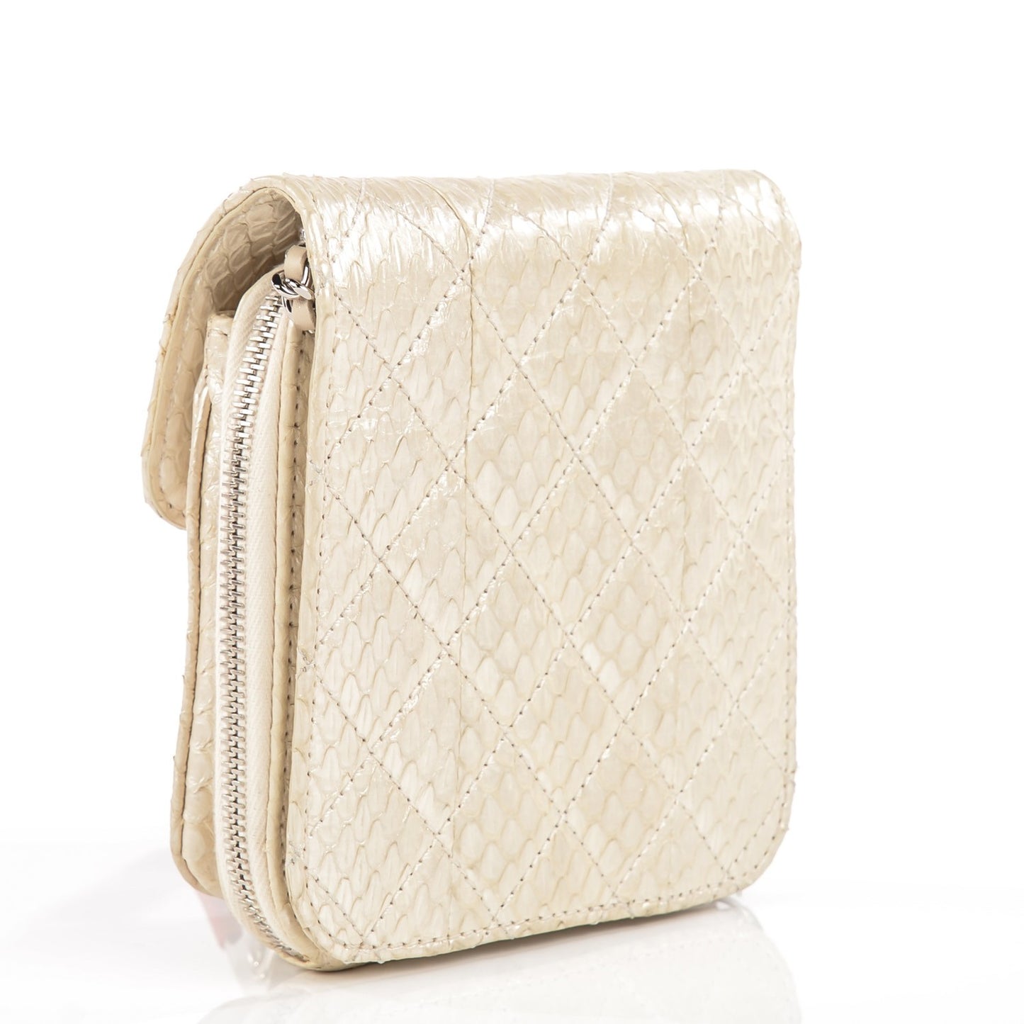 Iridescent Python Quilted Mini Flap WOC Light Gold