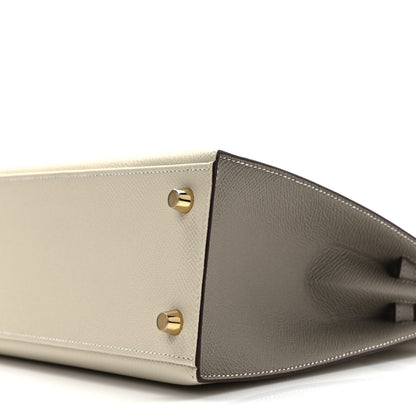 Hermes Epsom Bi-Color Horseshoe Kelly Sellier 25 Craie Gris Asphalte 7 of 8