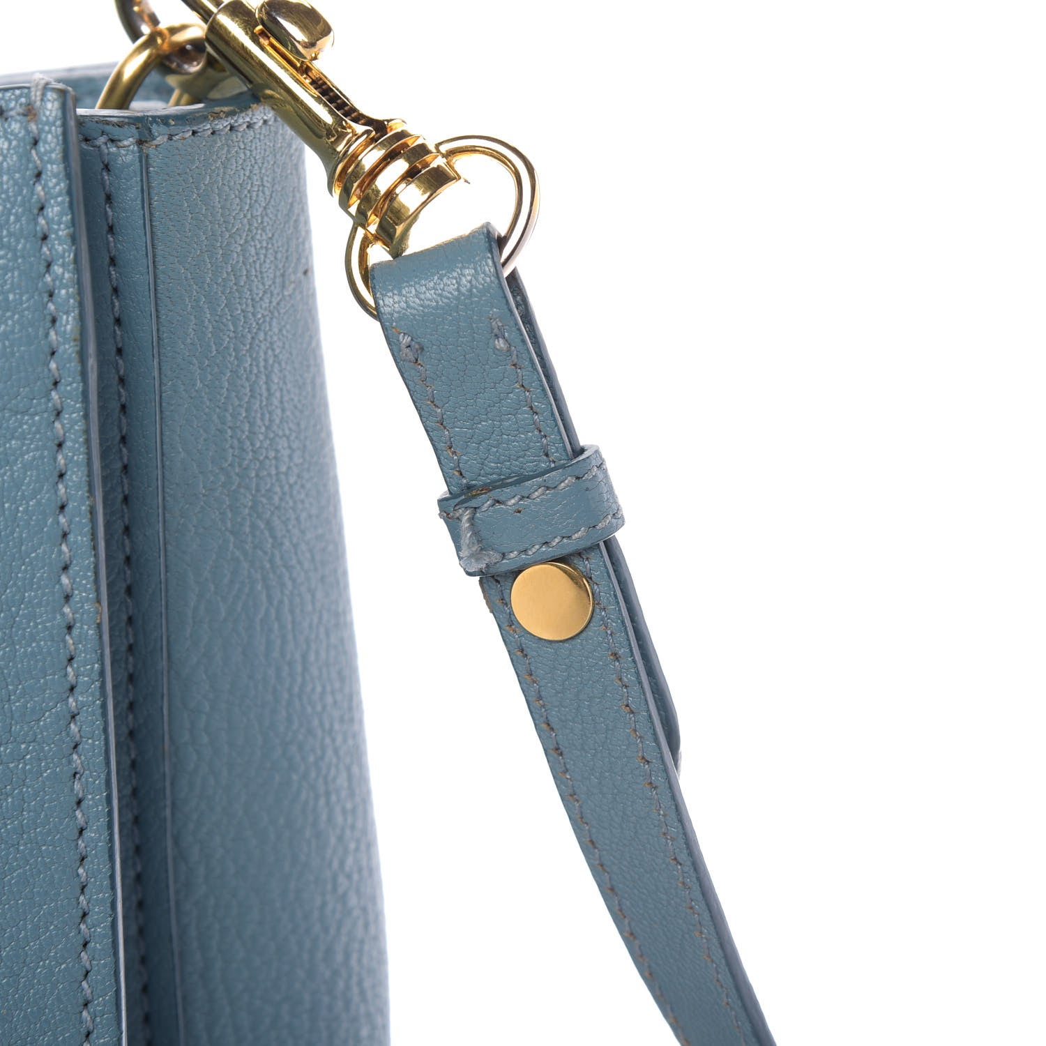 Miu Miu Goatskin Madras Shopping Tote Azzurro 11 of 12