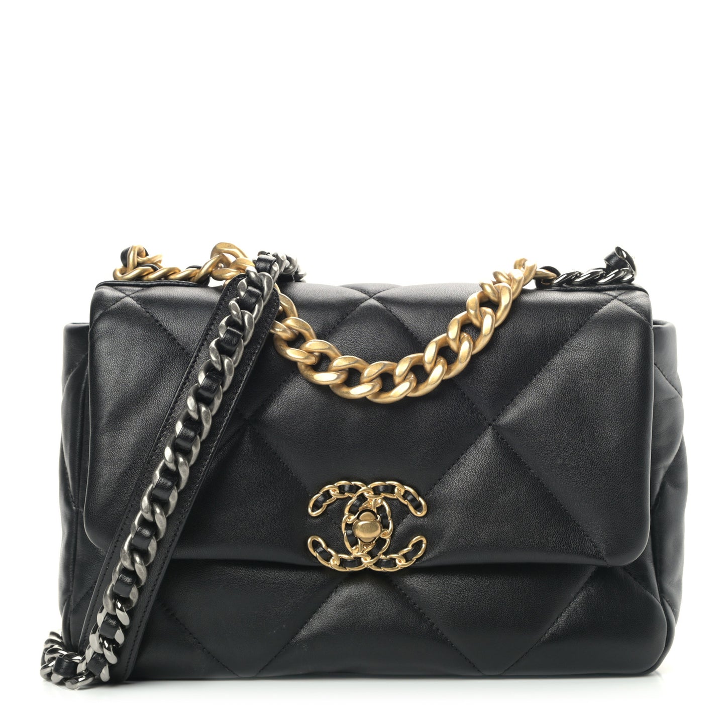 Lambskin Quilted Medium Chanel 19 Flap Black