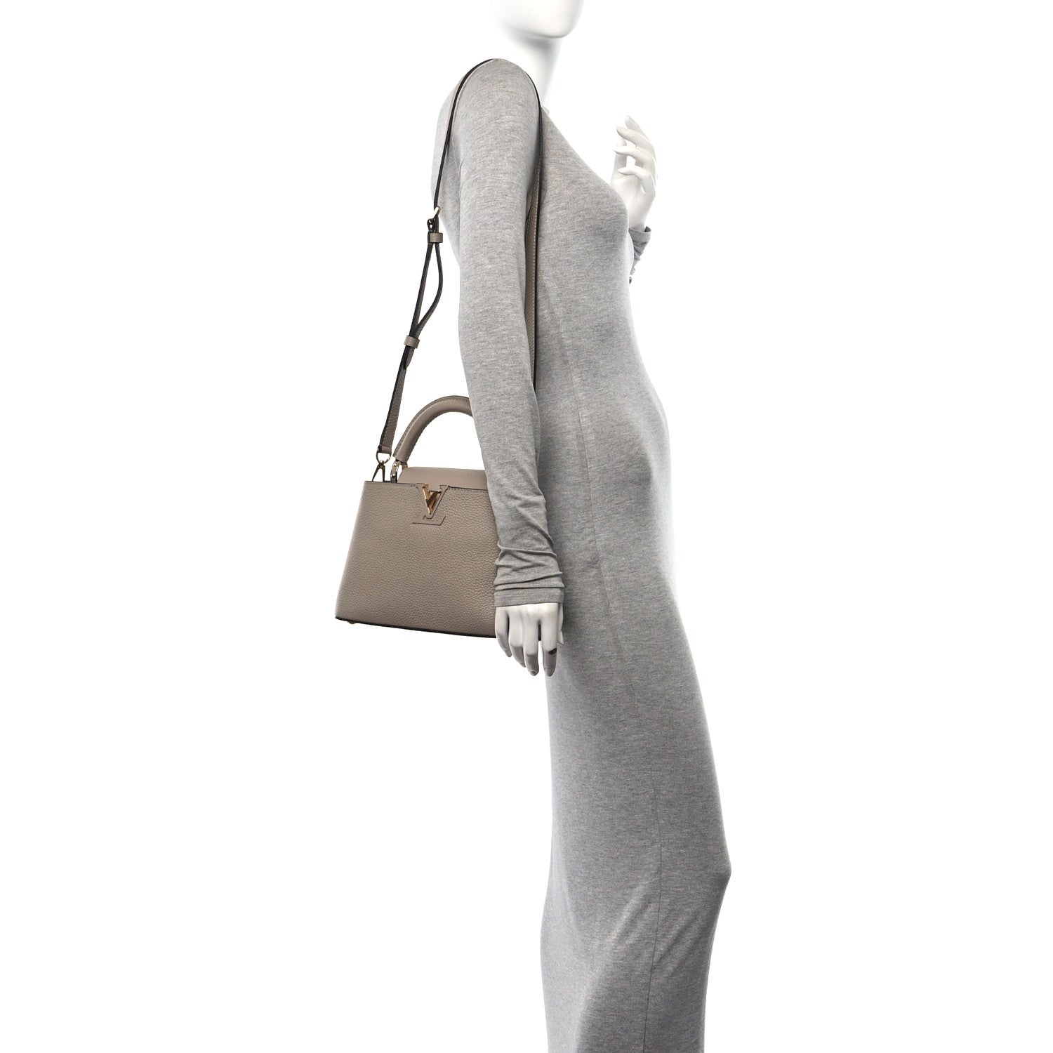 Louis Vuitton Taurillon Capucines BB Galet 2 of 9