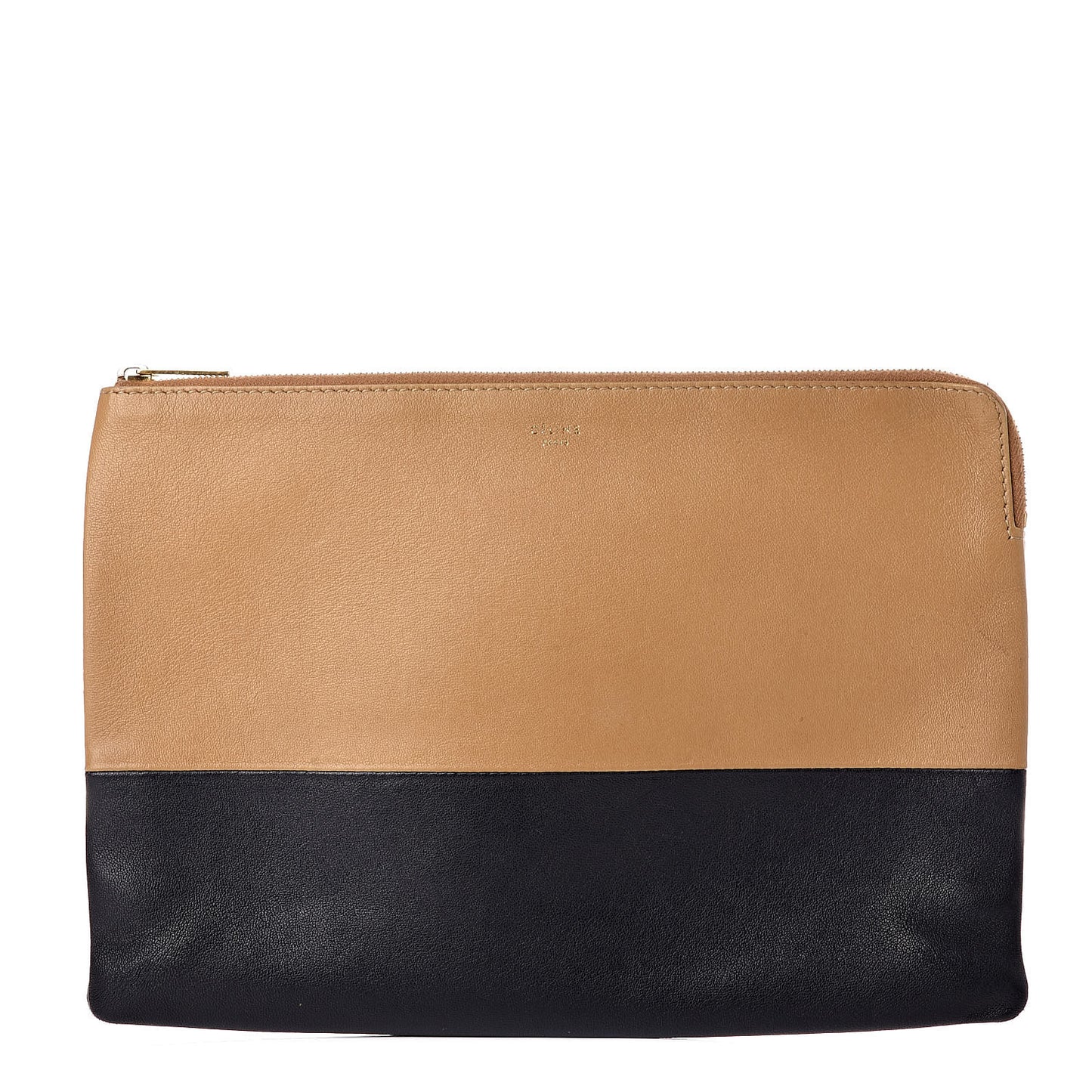 Lambskin Bi-Color Solo Clutch Pouch Nude