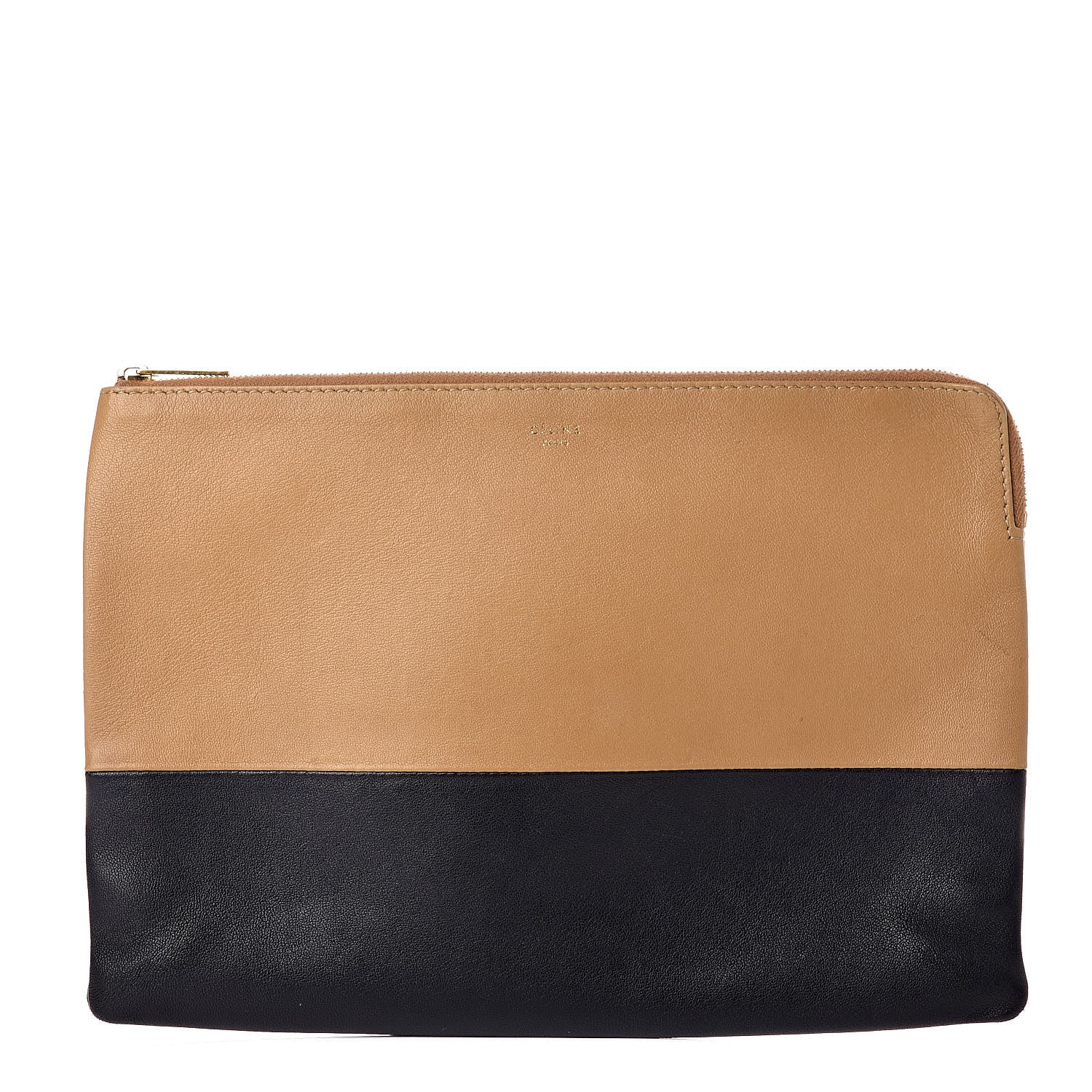 Celine Lambskin Bi-Color Solo Clutch Pouch Nude 1 of 17