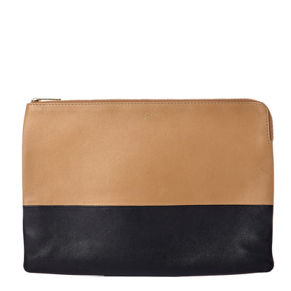 Celine Lambskin Bi-Color Solo Clutch Pouch Nude 1 of 17
