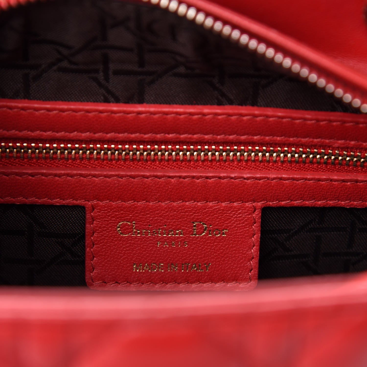 Christian Dior Lambskin Cannage Medium Lady Dior Red 10 of 12