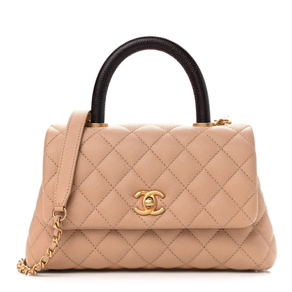 Chanel Caviar Lizard Embossed Quilted Mini Coco Handle Flap Beige 1 of 9