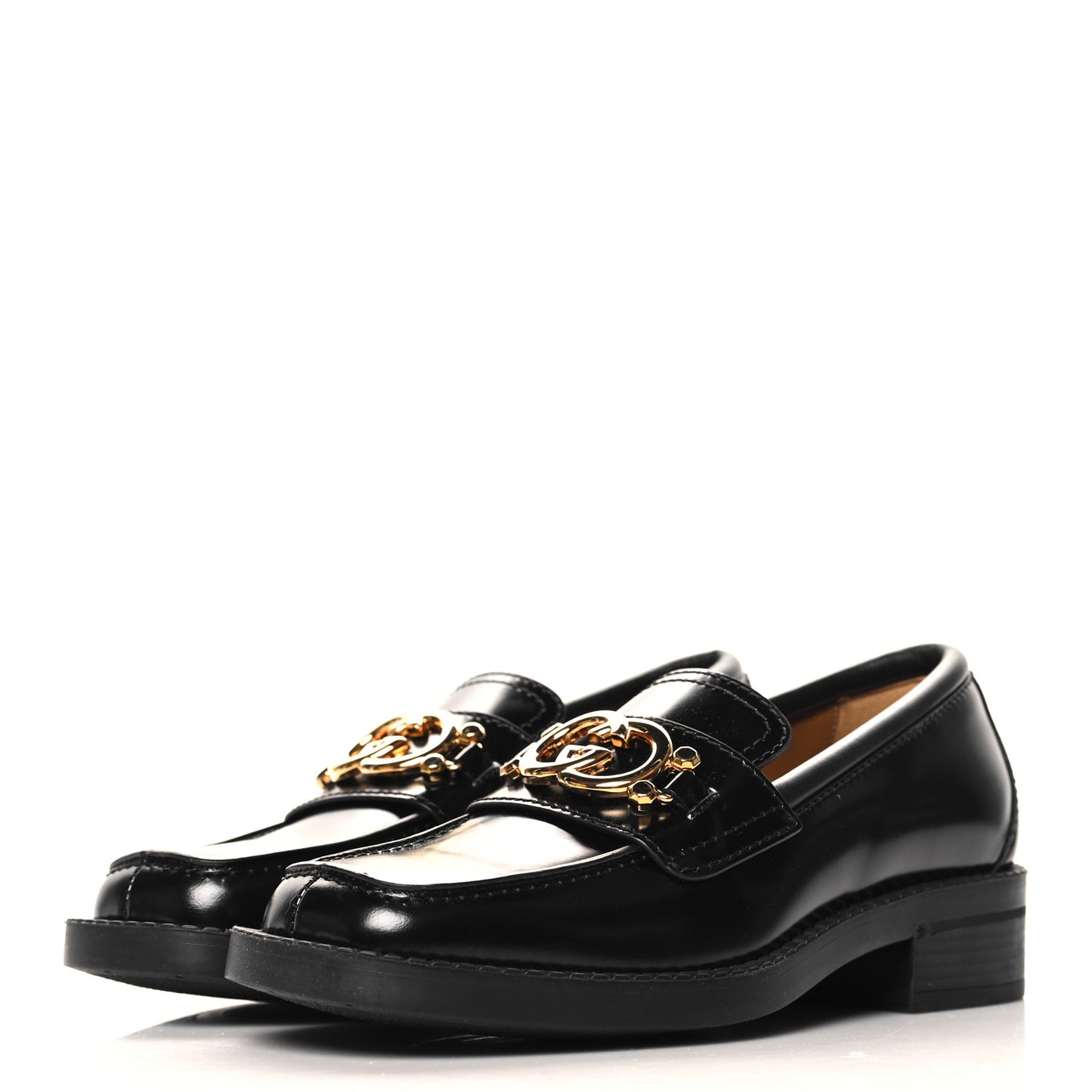 Spice Lux Nappa Samoa Interlocking G Loafers 36.5 Black