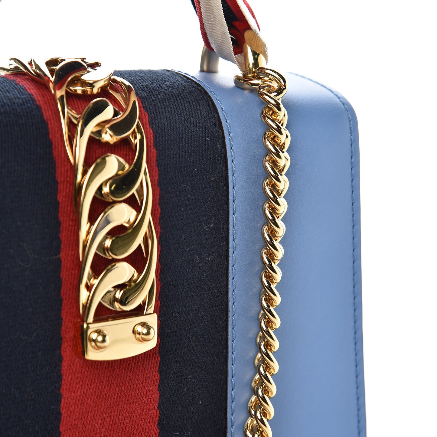 Calfskin Mini Sylvie Chain Shoulder Bag Clear Sky Blue