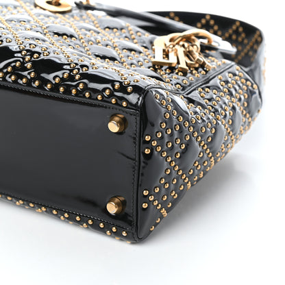 Christian Dior Patent Studded Medium Supple Lady Dior Black 9 of 10