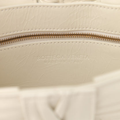 Bottega Veneta Calfskin Intreccio Plisse Cassette Crossbody Bag White 6 of 10