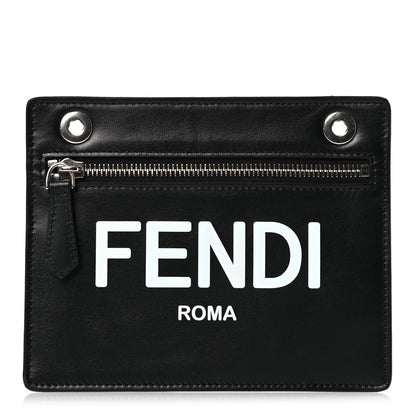 Fendi Glazed Fabric Vitello Liberty FF 1974 Logo Pocket Peekaboo Black 1 of 6