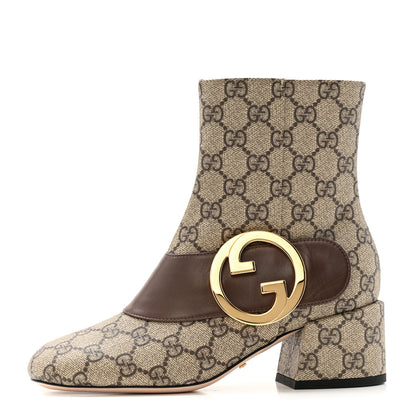 Gucci GG Supreme Monogram Malaga Kid Blondie 55mm Ankle Boots 35 Beige Ebony New Acero 1 of 13