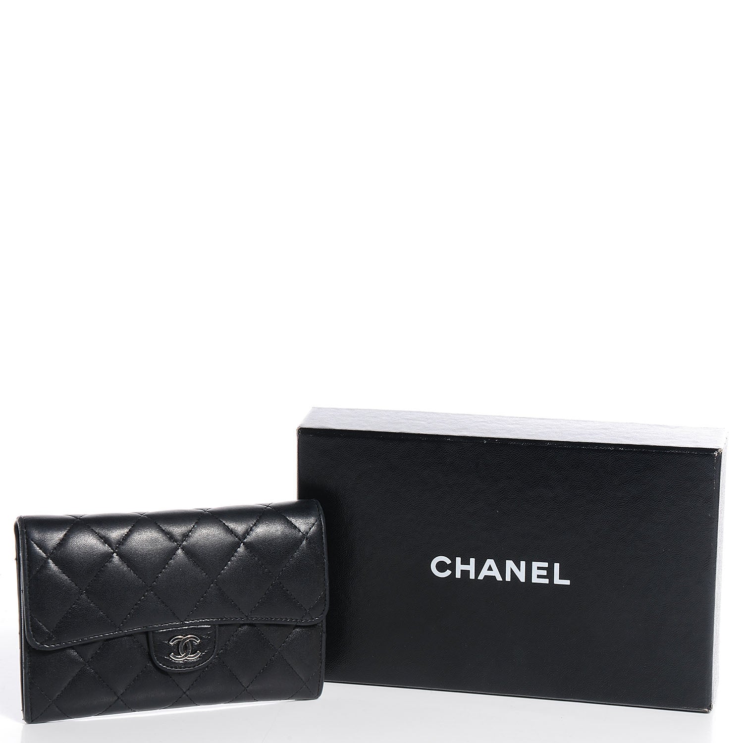 Chanel Lambskin Quilted Small Flap Wallet Black 5 of 9