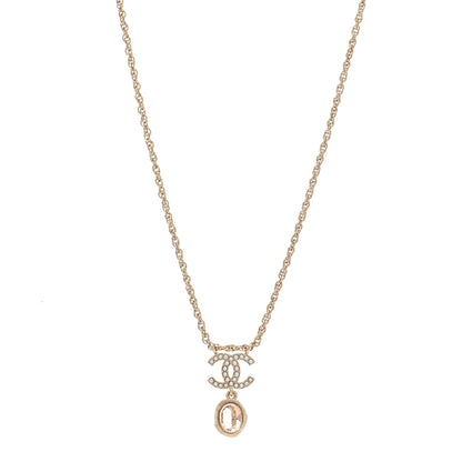Chanel Crystal Pearl CC Necklace Pearly White Gold 1 of 5