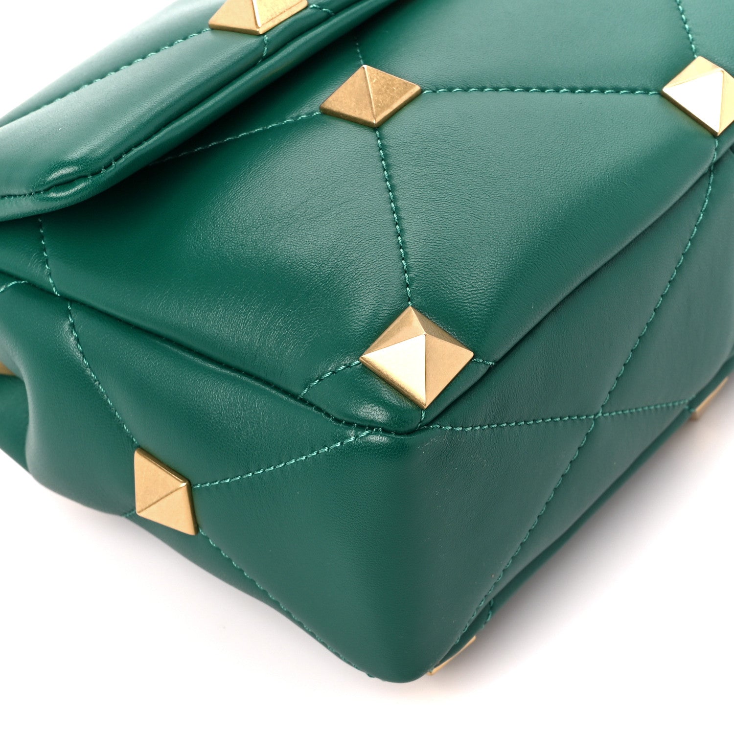 Valentino Garavani Nappa Large Roman Stud Shoulder Bag Jungle 8 of 9