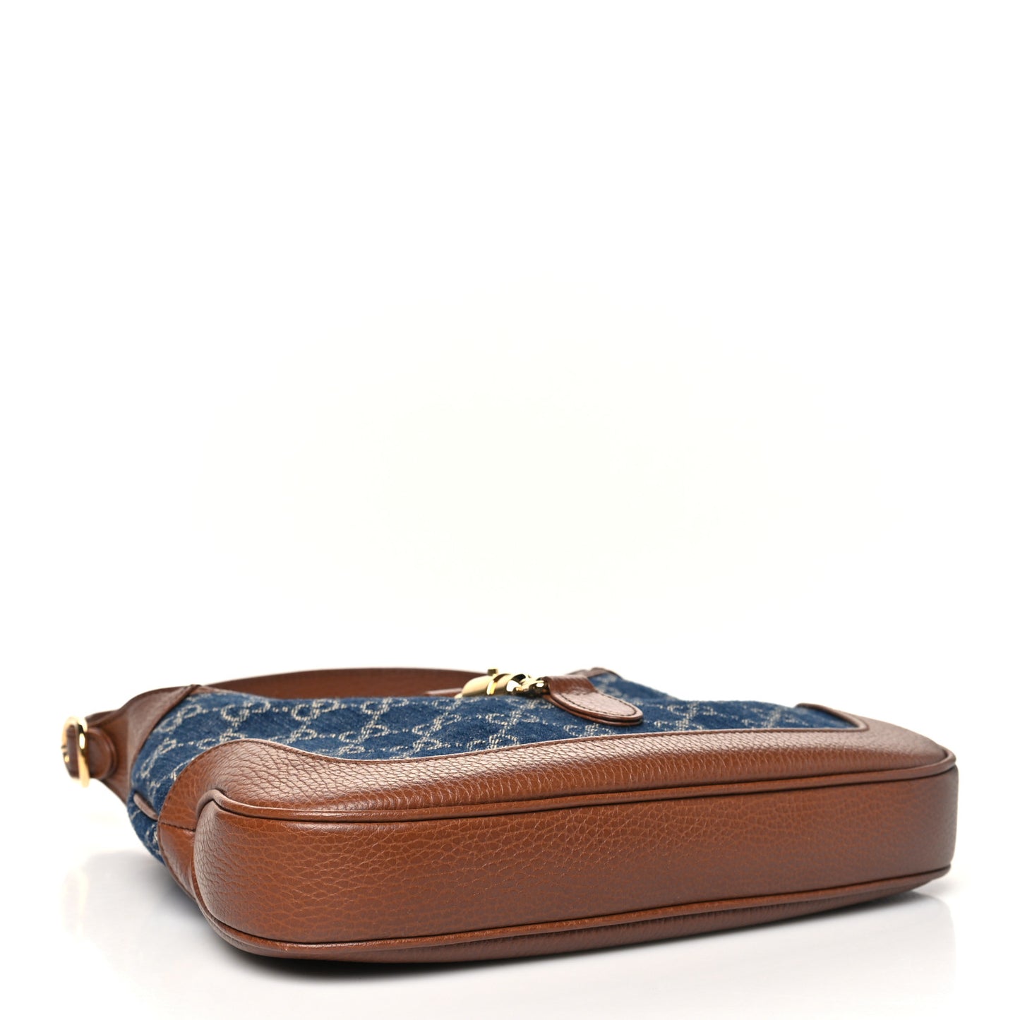 New Denim GG Monogram Calfskin Small Jackie 1961 Hobo Blue Tea Cuir