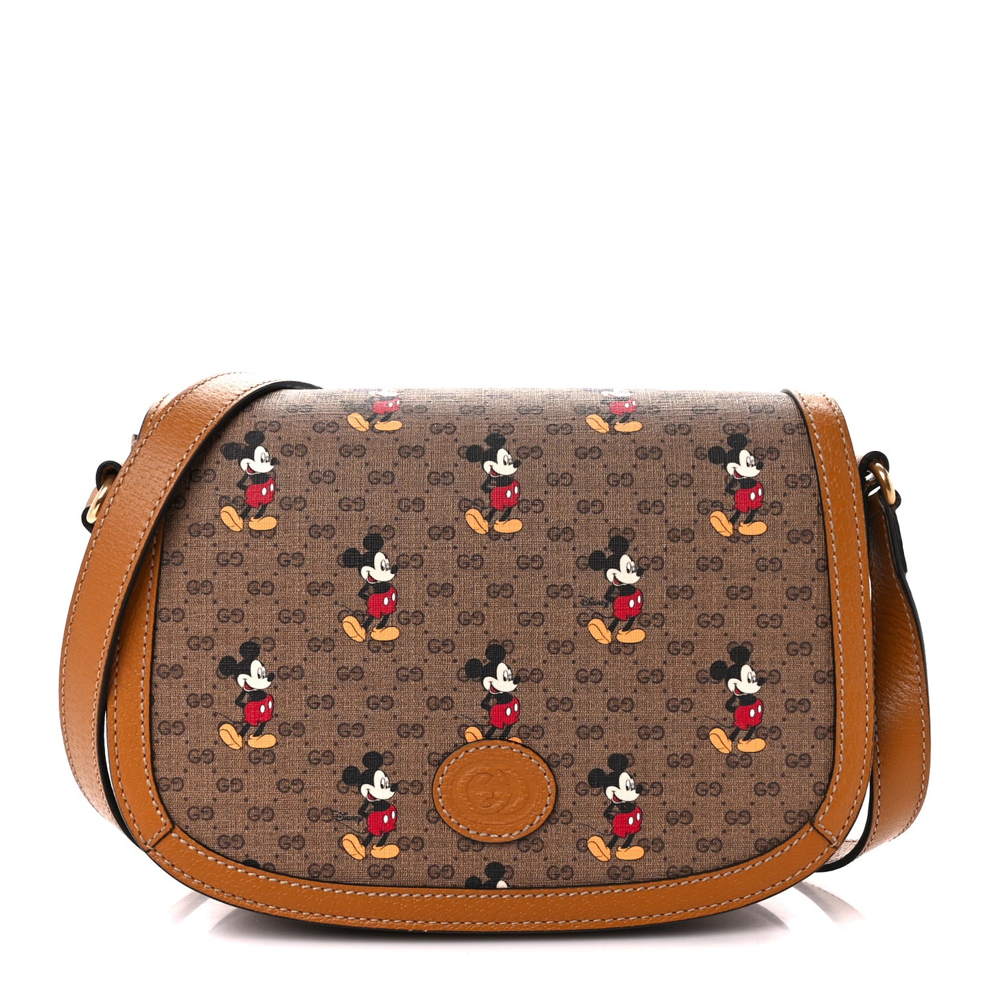 X DISNEY Mini Vintage GG Supreme Monogram Mickey Mouse Small Flap Messenger Bag Beige Vintage Sun Oil