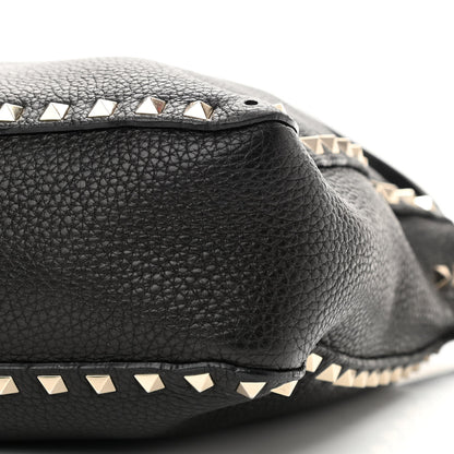 Valentino Garavani Pebbled Calfskin Small Rockstud Flip-Lock Messenger Bag Black 9 of 12