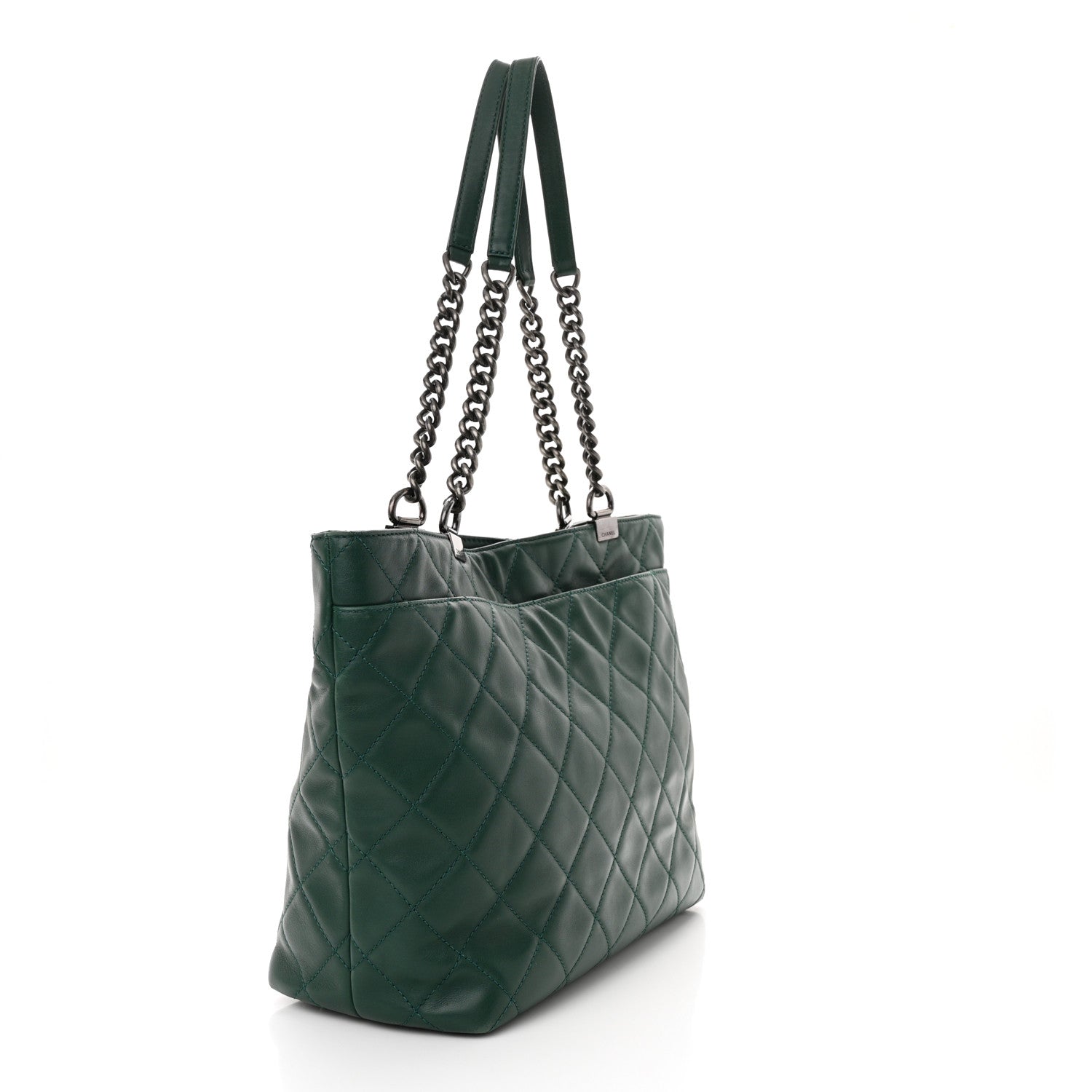 Chanel Calfskin Quilted Large Shopping In Chains Tote Green 3 of 11