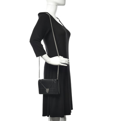 Christian Dior Grained Calfskin Diorama Wallet on Chain Pouch Black 2 of 13