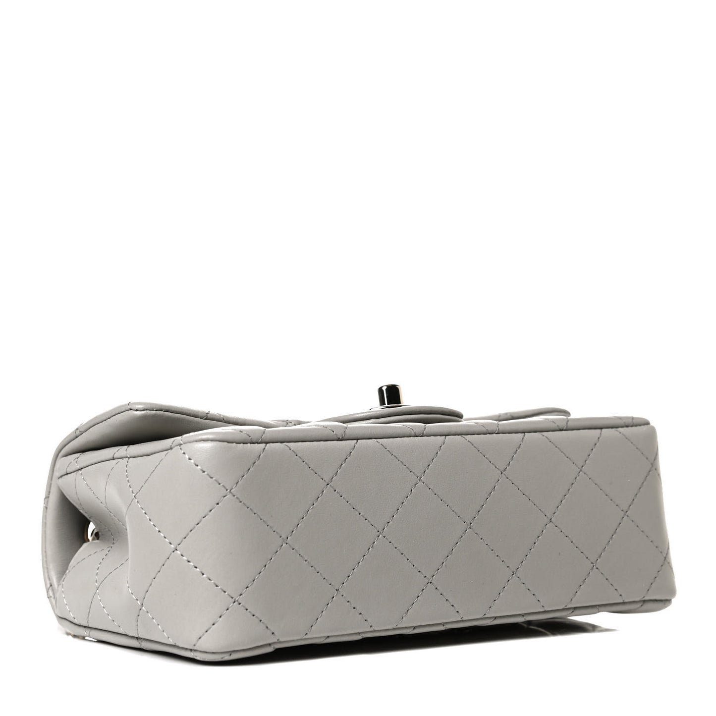 Lambskin Quilted Mini Rectangular Flap Grey