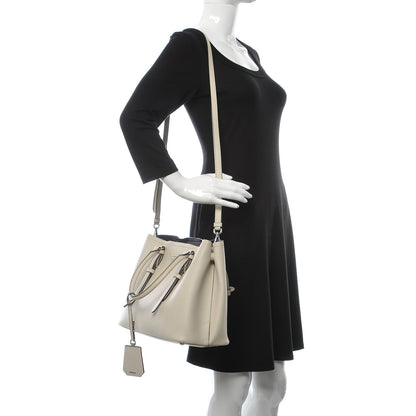 Prada Saffiano Cuir Medium Double Handle Tote Talco Black 2 of 12
