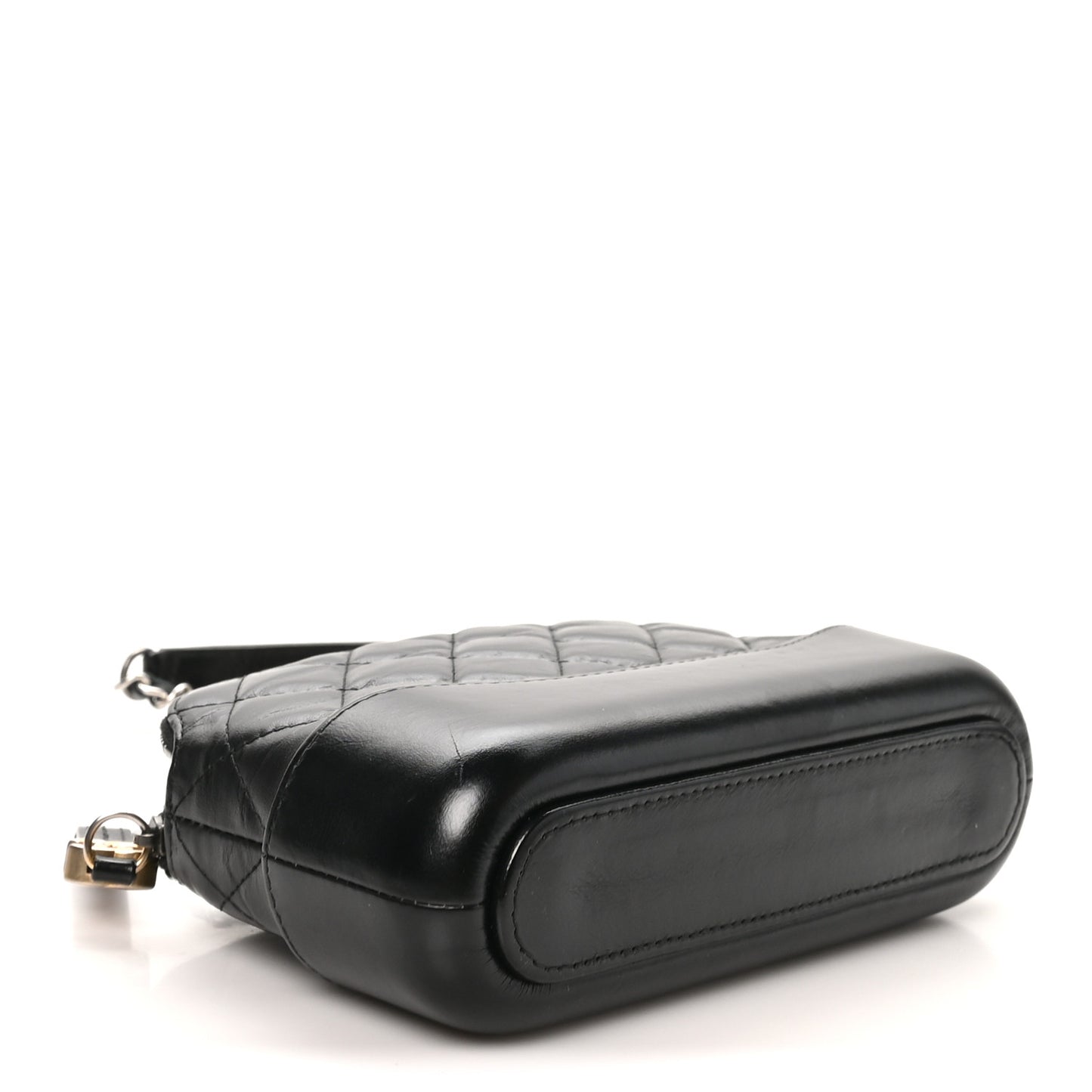 Aged Calfskin Quilted Small Gabrielle Clutch With Chain Black