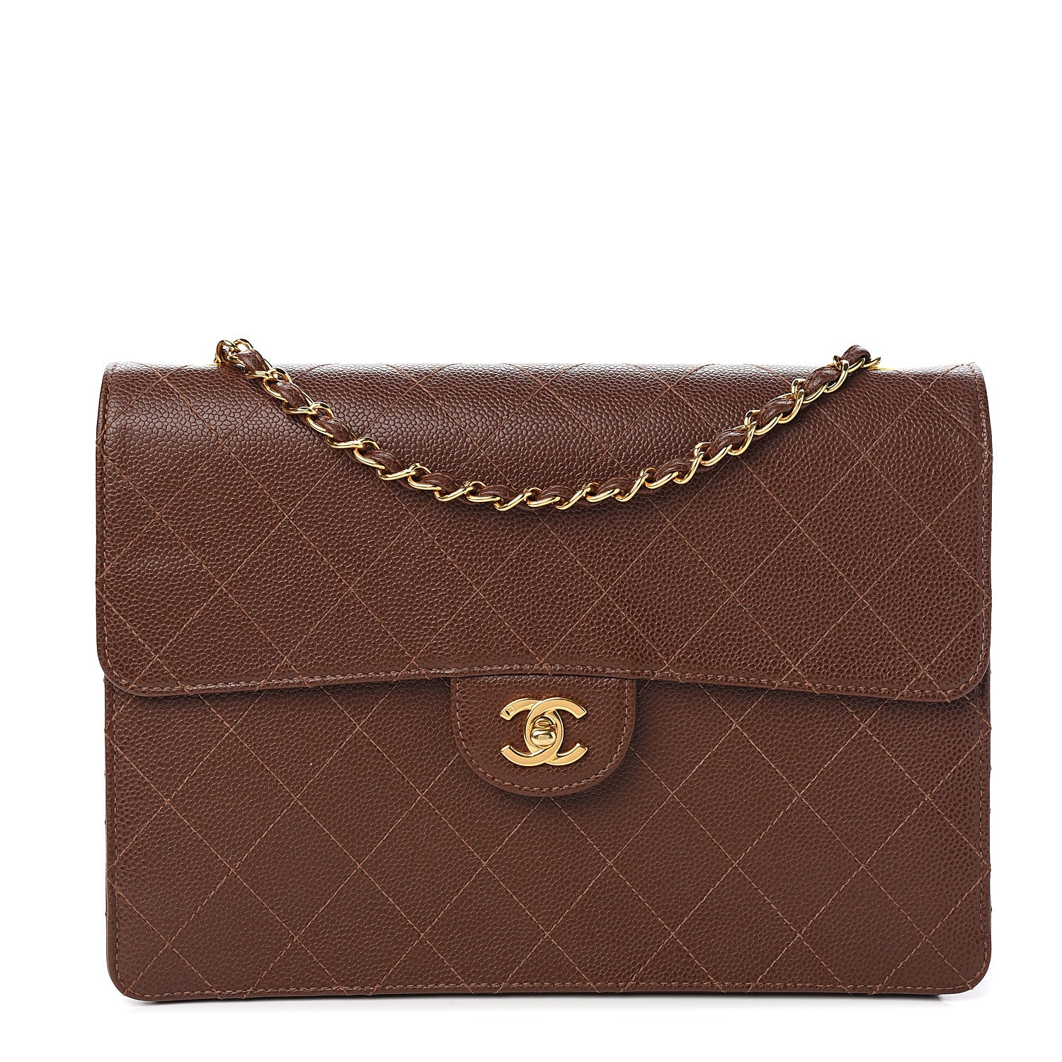 Chanel Caviar Stitch Jumbo Single Flap Brown 1 of 11