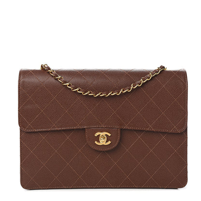 Chanel Caviar Stitch Jumbo Single Flap Brown 1 of 11