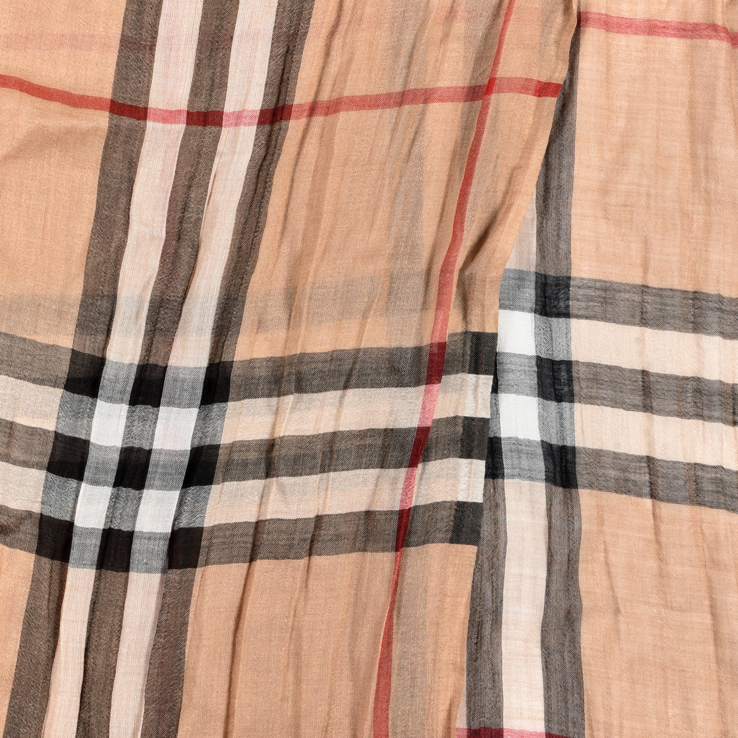 Burberry Wool Silk Gauze Giant Check Lightweight Scarf Camel 3 of 4