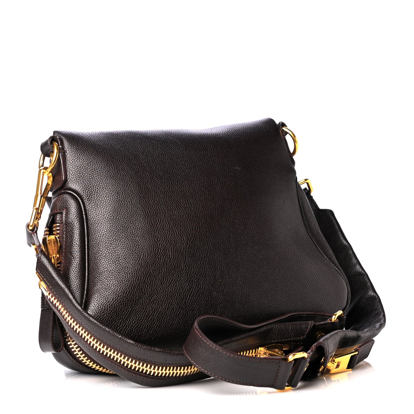 Grained Calfskin Medium Jennifer Crossbody Bag Brown
