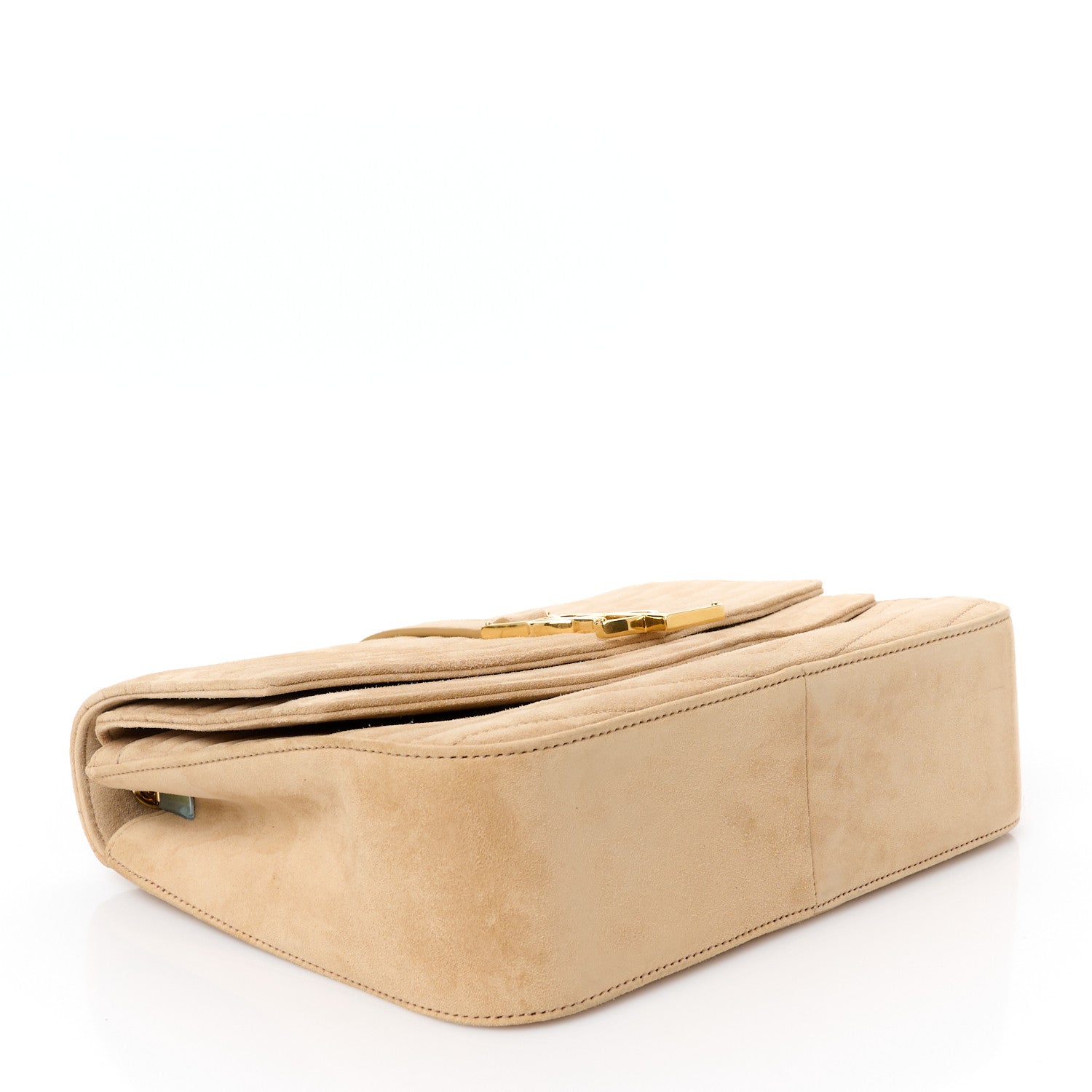 Saint Laurent Suede Matelasse Chevron Monogram Medium Sulpice Beige 4 of 11