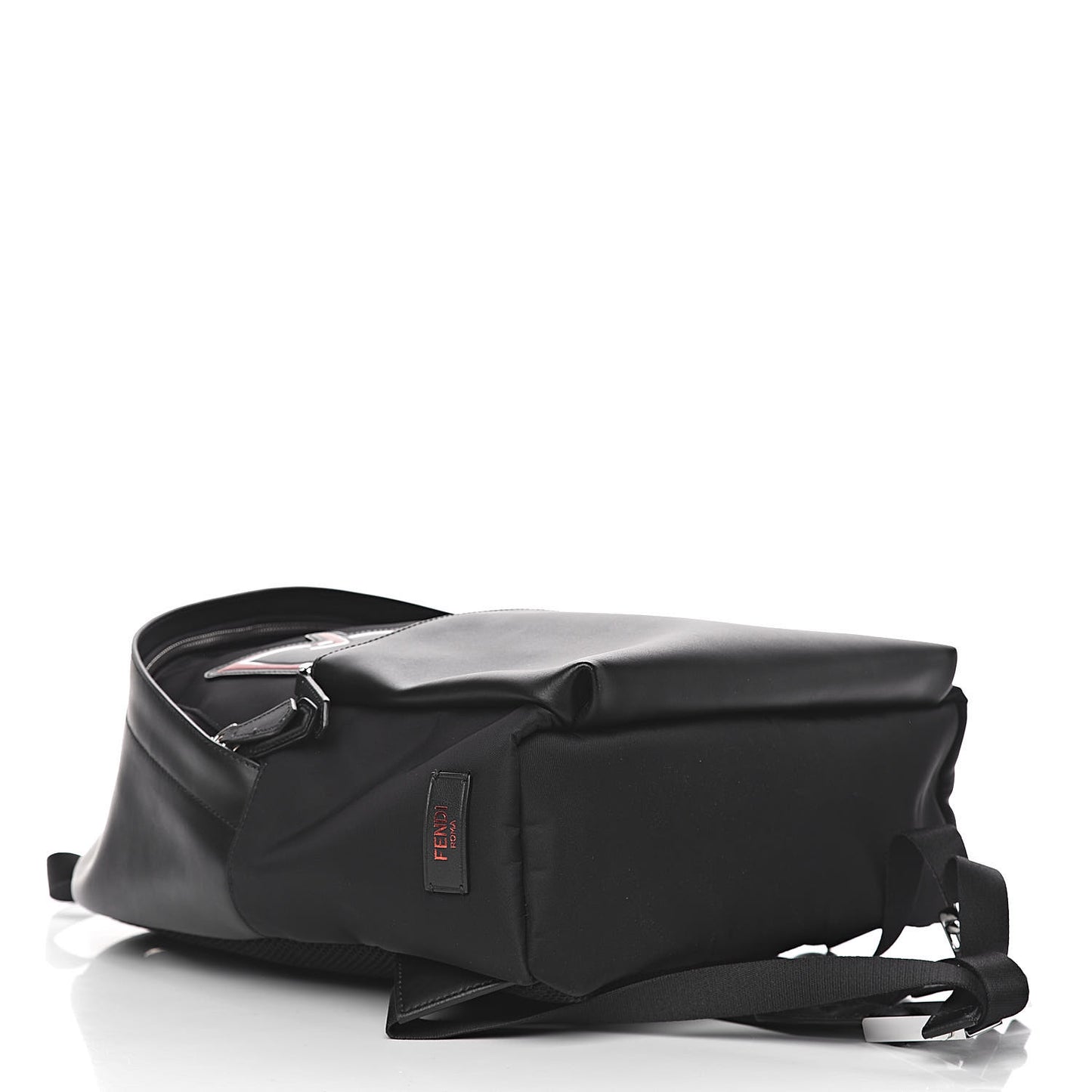 Nylon Calfskin Bad Bug Pouch Pocket Backpack Black Rosso