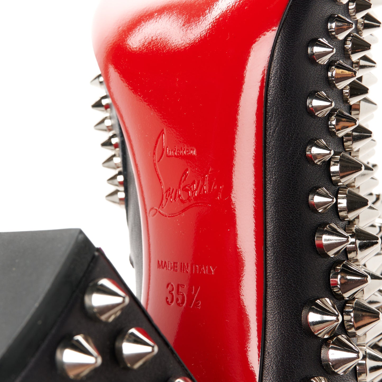 Calfskin Louise Capet Spikes 85 Boots 35.5 Black Silver