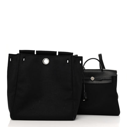 Hermes Toile Vache Calfskin Herbag 30 PM Backpack Black 4 of 11