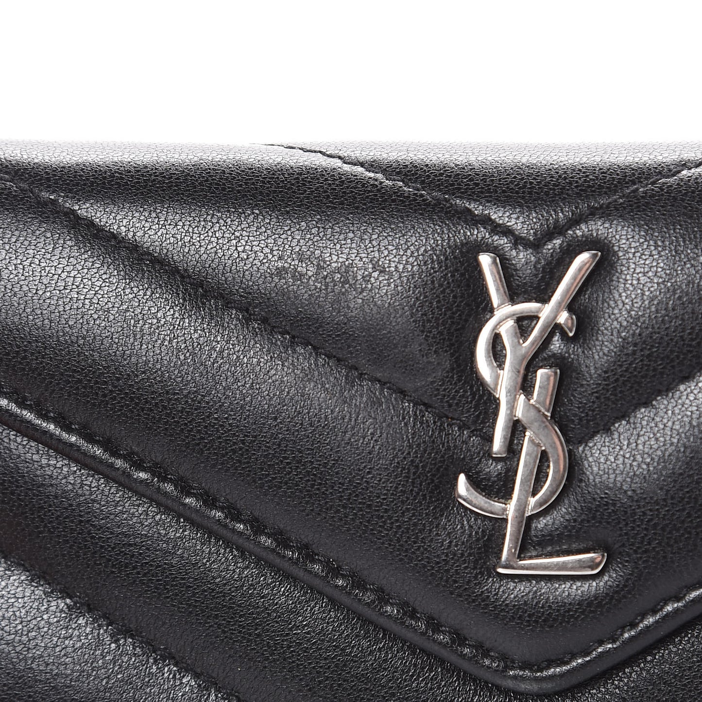 Lambskin Y Quilted Monogram Small Loulou Envelope Wallet Black